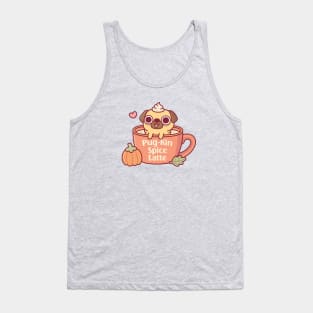 Cute Pug Pugkin Pumpkin Spice Latte Funny Tank Top